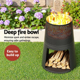 Grillz Fire Pit Deep Bowl Iron Outdoor Fireplace - Top-Down View