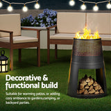 Grillz Fire Pit Deep Bowl Iron Outdoor Fireplace - Rear View
