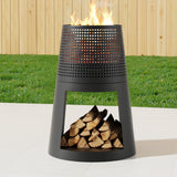 Grillz Fire Pit Deep Bowl Iron Outdoor Fireplace - Close-Up Angle