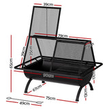 Grillz Fire Pit BBQ Grill Outdoor Fireplace Steel - Front View
