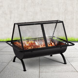 Grillz Fire Pit BBQ Grill Outdoor Fireplace Steel - 45-Degree Angle