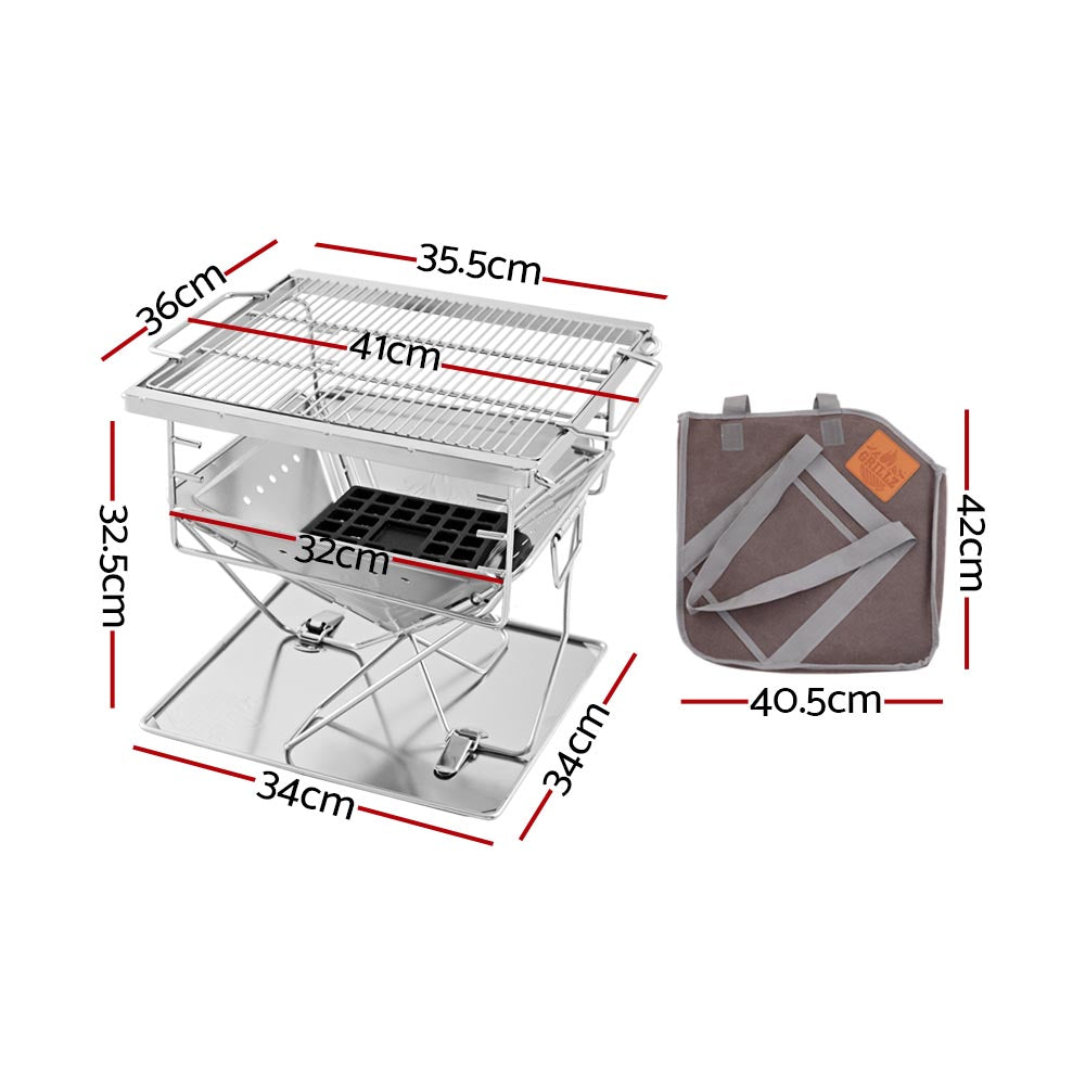 Versatile Stainless Steel Outdoor Fire Pit BBQ with Adjustable Cooking Rack for Camping and Tailgating