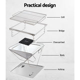 Versatile Stainless Steel Outdoor Fire Pit BBQ with Adjustable Cooking Rack for Camping and Tailgating