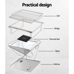 Grillz portable stainless steel fire pit BBQ grill with carry bag, carry bag