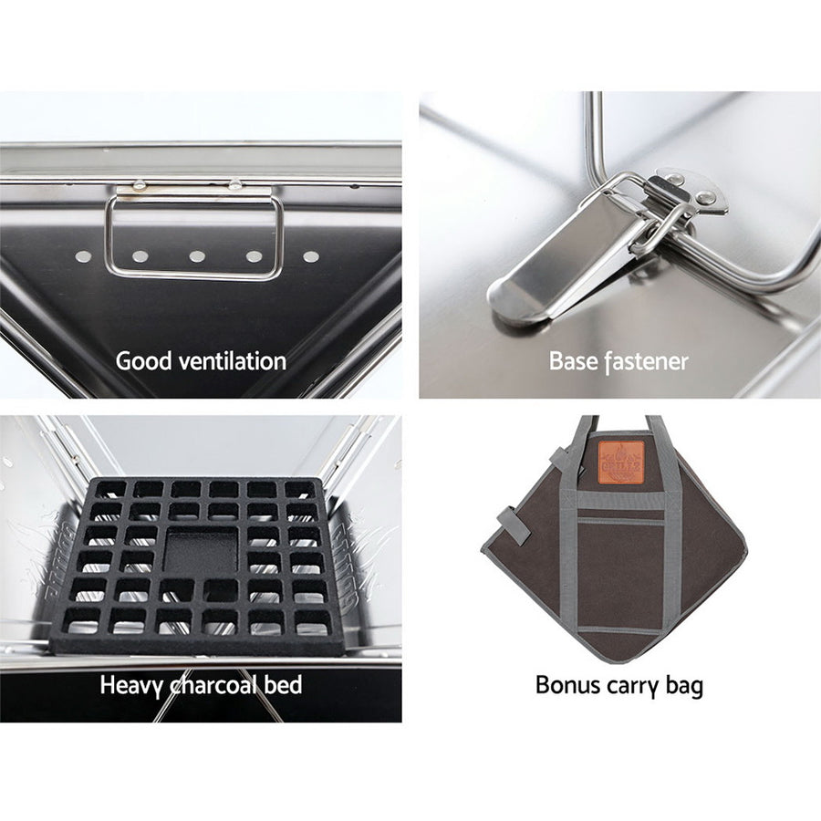 Grillz portable stainless steel fire pit BBQ grill with carry bag, image 6