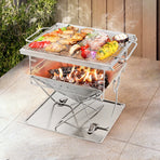 Grillz portable stainless steel fire pit BBQ grill with carry bag