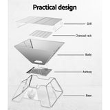 Grillz Fire Pit BBQ Grill with Carry Bag Portable - Top-Down View