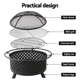 Grillz Fire Pit BBQ Grill 76cm - Rear View