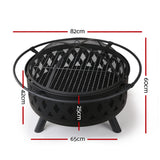 Grillz Fire Pit BBQ Grill 82cm - Front View