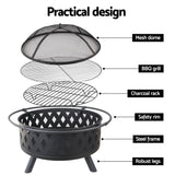 Grillz Fire Pit BBQ Grill 82cm - Rear View