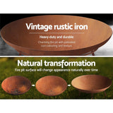 Grillz Fire Pit Cast Iron Rustic 60cm - Side View