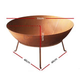 Grillz Fire Pit Cast Iron Rustic 70cm - Front View