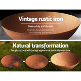 Grillz Fire Pit Cast Iron Rustic 70cm - 45-Degree Angle