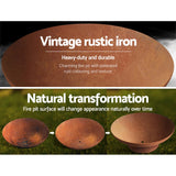 Grillz Fire Pit Bowl Cast Iron Rustic 70cm - Side View