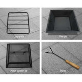 Grillz Fire Pit Table Square 55cm - Rear View