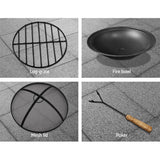 Grillz Fire Pit Table Round 70cm - Rear View