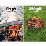 Fire Pit BBQ Charcoal Grill Smoker Portable Outdoor Camping Garden Pits 30 - Top-Down View
