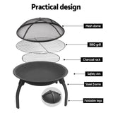 Fire Pit BBQ Charcoal Grill Smoker Portable Outdoor Camping Garden Pits 30 - Rear View