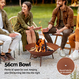 Grillz 56cm Fire Pit Iron Rustic Bowl Outdoor - Top-Down View
