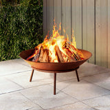 Grillz 56cm Fire Pit Iron Rustic Bowl Outdoor - Close-Up Angle