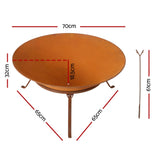 Grillz 70cm Fire Pit Rustic Iron Bowl Outdoor - Front View