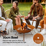Grillz 70cm Fire Pit Rustic Iron Bowl Outdoor - Top-Down View