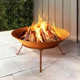 Grillz 70cm Fire Pit Rustic Iron Bowl Outdoor - Close-Up Angle