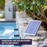 Protege Contemporary Solar Water Fountain Outdoor Garden Feature, Cascading Design, with Panel Kit, LED Lights, Light Grey - Side View