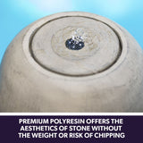 PROTEGE Pot Style Solar Water Feature Fountain, with Panel Kit, LED Lights, Light Grey - Top-Down View