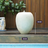 PROTEGE Pot Style Solar Water Feature Fountain, with Panel Kit, LED Lights, Light Grey - 45-Degree Angle