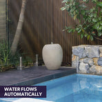 PROTEGE Pot Style Solar Water Feature Fountain, with Panel Kit, LED Lights, Light Grey