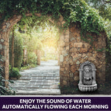 PROTEGE Lion Head Solar Powered Water Feature Fountain, Traditional Design, with Panel Kit, LED Lights