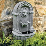 PROTEGE Lion Head Solar Powered Water Feature Fountain, Traditional Design, with Panel Kit, LED Lights - Top-Down View