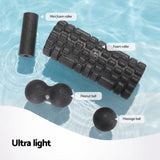 Everfit Foam Roller Set 4 in 1 Grid High Density Massager for Deep Tissue Trigger Point Myofascial Release Back Pain Muscle Recovery Gym Home Fitness Equipment with Storage Bag Supports 150kg - Low Angle