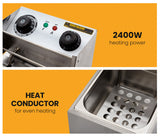 EuroChef Commercial Electric Deep Fryer Frying Basket Chip Cooker Fry Scoop - Side View