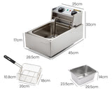 EuroChef Commercial Electric Deep Fryer Frying Basket Chip Cooker Fry Scoop - Rear View