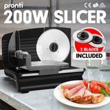 200W  Pronti Deli and Food Electric Meat Slicer Blades Processor Black - Front View