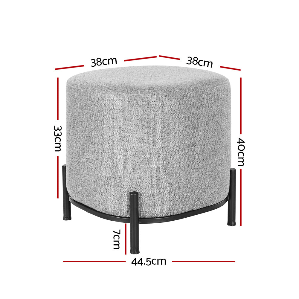 Artiss Gladstone Square Footstool in Grey Linen
