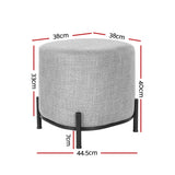 Artiss Gladstone Square Footstool in Grey Linen - Front View