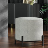 Artiss Gladstone Square Footstool in Grey Linen - Close-Up Angle