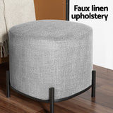 Artiss Gladstone Square Footstool in Grey Linen - 45-Degree Angle