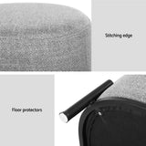 Artiss Gladstone Square Footstool in Grey Linen - Rear View