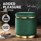 Artiss Ottoman Foot Stool Round Velvet Green - Side View