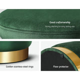 Artiss Ottoman Foot Stool Round Velvet Green - 45-Degree Angle