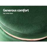 Artiss Ottoman Foot Stool Round Velvet Green - Rear View
