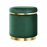 Artiss Ottoman Foot Stool Round Velvet Green - Close-Up Angle