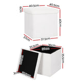 Artiss Ottoman Storage Foot Stool Vanity Square Teddy - Front View