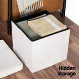 Artiss Ottoman Storage Foot Stool Vanity Square Teddy - 45-Degree Angle