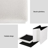 Artiss Ottoman Storage Foot Stool Vanity Square Teddy - Rear View