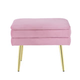 Artiss Ottoman Storage Foot Stool Velvet Pink - Side View